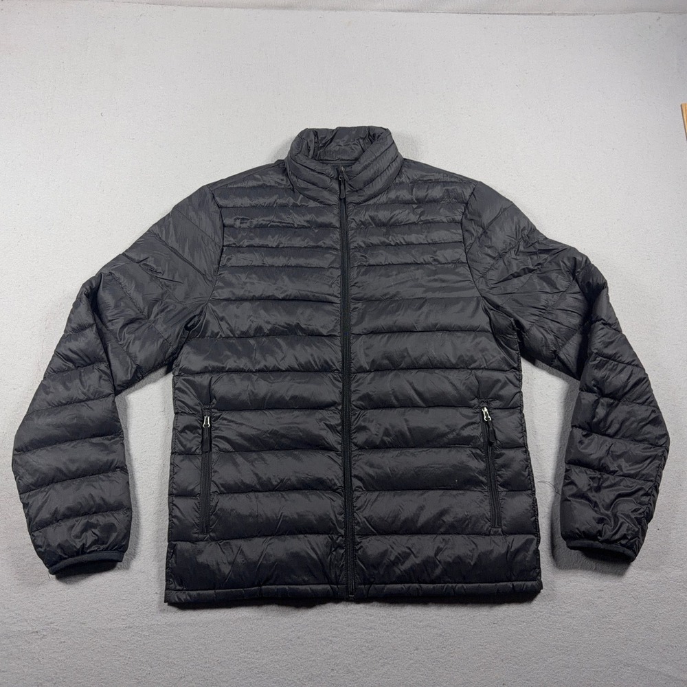 Heatkeep Puffer Jacket Men Small Quilted Full Zip Black‎ Lightweight Down Fill